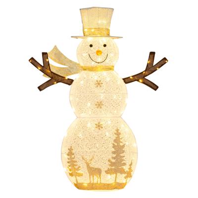 141 cm Grote LED Sneeuwman Kerstdecoratie met 100 Warmwitte LED-Lampen & Hoed & Sjaal