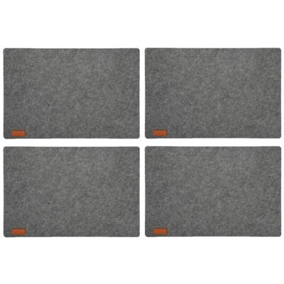 Cepewa Tafel placemats - 6x stuks - vilt - grijs - 30 x 45 cm - met ronde hoeken - Diner - ontbijt
