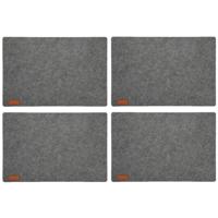 Cepewa Tafel placemats - 6x stuks - vilt - grijs - 30 x 45 cm - met ronde hoeken - Diner - ontbijt