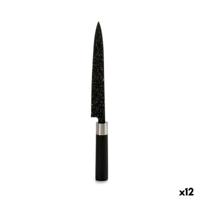 Keukenmes Kinvara Zwart Zilverkleurig Roestvrij staal Plastic 3,5 x 33,3 x 2,2 cm 33,5 x 2,2 x 3,5 cm Marmer (12 Stuks)