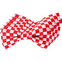 Brabant Carnaval Vlinderstrikje - 5x - rood wit geblokt - 12 cm