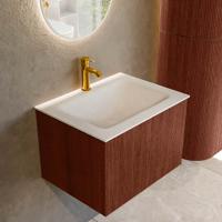 Badmeubel Mondiaz Kurve | 60 cm cm | Meubelkleur Ruby | Wastafelkleur Talc | Solid surface | Wasbak midden spoelbak | 1 kraangat