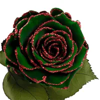 Longlife roos groen rode glitter Longlife roos groen rode glitter
