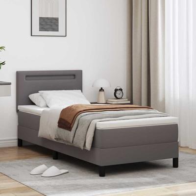 Boxspring bed met LED -striplichten Grijs en Wit 90 x 200 cm