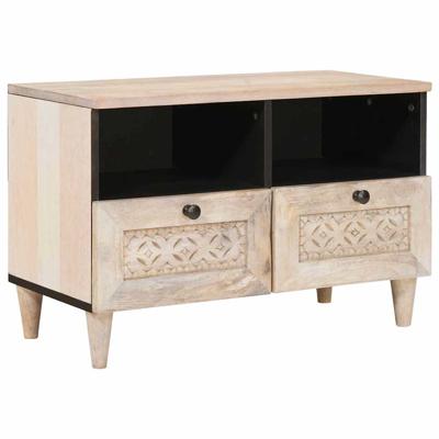 TV-kast met lade Wit 70 x 33 x 46 cm massief mangohout