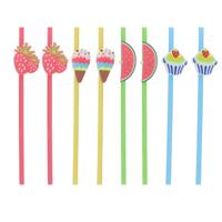 Gerimport Cocktail feest rietjes - herbruikbaar - kunststof - 36x stuks - gekleurd met leuke decorat