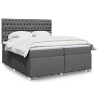 Boxspring met matras stof donkergrijs 200x200 cm