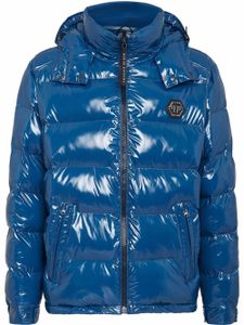 Philipp Plein veste matelassée à effet brillant - Bleu