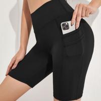 Sport Studio High Waist Biker Shorts with Phone Pocket - Black Black-2 / M