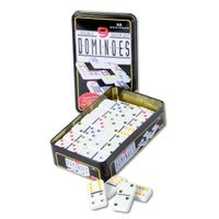 Domino spel dubbel/double 9 in blik 55x stenen - thumbnail