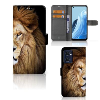 OPPO Find X5 Lite | Reno 7 5G | Telefoonhoesje | Met pasjeshouder | Leeuw
