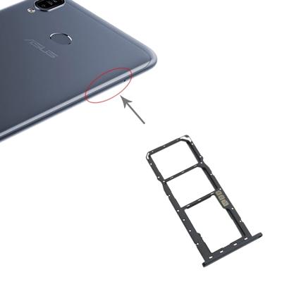 SIM-kaart lade + SIM-kaart lade + micro SD-kaart lade voor ASUS Zenfone Max m2 ZB633KL (zwart)