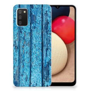 Samsung Galaxy A02s Bumper Hoesje Wood Blue