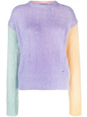 DSQUARED2 pull en maille torsadée à design colour block - Violet