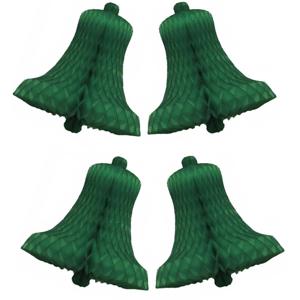 4x Decoratie kerstklok groen 36 cm