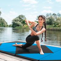 Opvouwbare Zachte vloer mat Draagbare Gymmat Yogamat 240 x 117 x 5 cm Zwart + Blauw