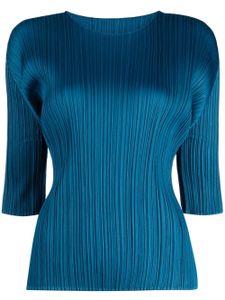 Pleats Please Issey Miyake blouse plissée à manches mi-longues - Bleu