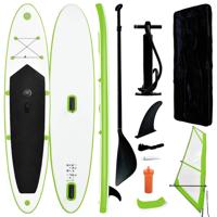 VidaXL Stand up paddleboard opblaasbaar met zeilset groen en wit