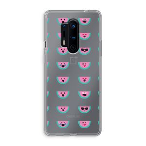 Smiley watermeloenprint: OnePlus 8 Pro Transparant Hoesje