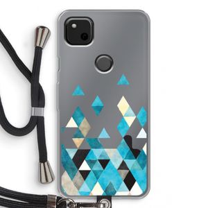 Gekleurde driehoekjes blauw: Pixel 4a Transparant Hoesje met koord