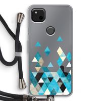Gekleurde driehoekjes blauw: Pixel 4a Transparant Hoesje met koord