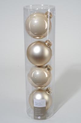 4 kerstballen parel emaille 100 mm - Ksd