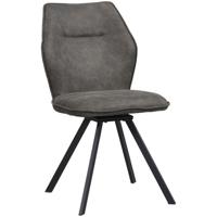 Leen Bakker - Eetkamerstoel Raffy - Antraciet - Stof - Grijs - 50x60x90 Cm