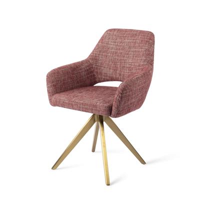 Jesper Home Draaibare Eetkamerstoel 'Yanai' Turn Gold, kleur Berry Bars