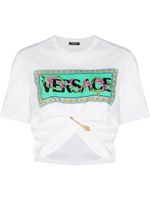 Versace t-shirt crop à détail d'épingle - Blanc - thumbnail