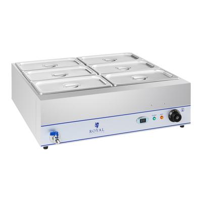 Bain-Marie - 2.000 W - 6 x 1/3 GN-containers - met aftapkraan