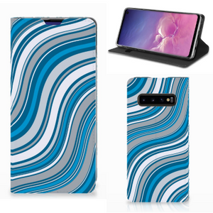 Samsung Galaxy S10 Hoesje met Magneet Waves Blue