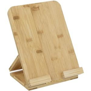 Tablet/iPad houder - naturel - 26 x 20 cm - bamboe hout - standaard - Tablethouder - iPadhouder