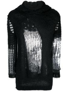 Rick Owens hoodie en maille ajourée - Noir