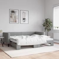 Slaapbank met onderschuifbed 90x200 cm stof lichtgrijs