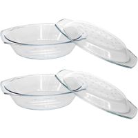 2x Ovenschalen rond 33 x 20 x 9 cm van glas