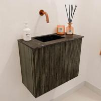 Toiletmeubel Mondiaz Joya Dlux | 50 cm | Meubelkleur Shadow | Faye wastafel Lava Wasbak Links | Zonder kraangat(en)