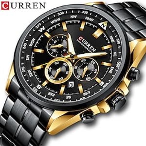 CURREN Heren Quartz horloges Luxe Grote wijzerplaat Modieus Zakelijk Lichtgevend Drie tijdzones Kalender WATERDICHT Legering Horloge Lightinthebox