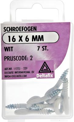 Schroefoog 16x6mm wit 7st - Deltafix