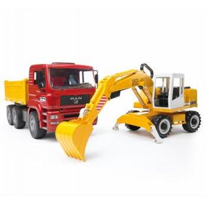 BRUDER MAN TGA Construction truck with Liebherr Excavator speelgoedvoertuig