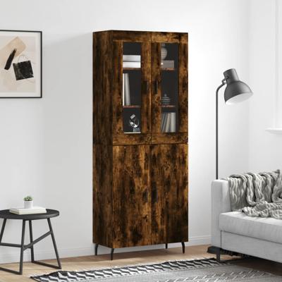 Hoge kast 69,5x34x180 cm bewerkt hout gerookt eikenkleurig