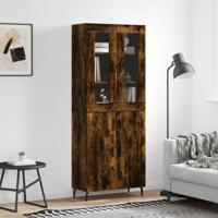 Hoge kast 69,5x34x180 cm bewerkt hout gerookt eikenkleurig