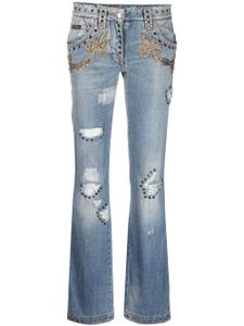 Dolce & Gabbana Pre-Owned jean brodé à effet usé (années 2000) - Bleu