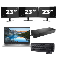 Dell Inspiron 15 3525 - AMD Ryzen 7 5825U - 15 inch - 16GB RAM - 256GB SSD - Windows 11 Home + 3x 23 inch Monitor