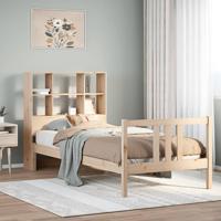 Bed met boekenkast zonder matras massief grenenhout 90x190 cm