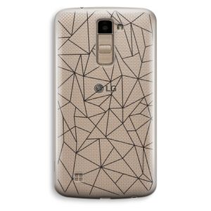 Geometrische lijnen zwart: LG K10 (2016) Transparant Hoesje