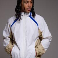 Bon&Bon Men's Oversized Hooded Windbreaker - Colorblock Zip Jacket S