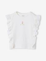 T-shirt met ruches en korte mouwen ecru