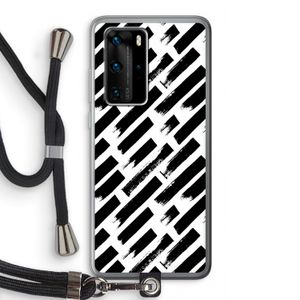 Zwarte vegen: Huawei P40 Pro Transparant Hoesje met koord