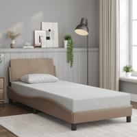 Bedframe met hoofdbord kunstleer cappucinnokleurig 90x190 cm