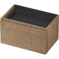 INK - Onderkast 1L met Binnenlade Greeploos Houten Keerlijst Fineer Zonder Sifonuitsparing in Binnenlade - 700x450x400 Mm - Ash Grey Fineer